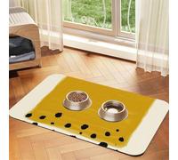 Qgwdyyjq Mustard Yellow And Black Printed Pet Absorbent Leather Tablecloth Non-Slip Placemat