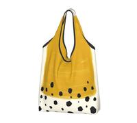 QGWDYYJQ Mustard Yellow and Black printed Portable shopping bag Reusable Shoulder Bag