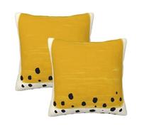 QGWDYYJQ Mustard Yellow and Black printed Square pillow Set of 2 Throw Pillow Cover