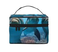 QGWDYYJQ Ocean Animal Funny Dolphin Printed Cosmetic Bag Makeup Bag Travel Toiletry Bag