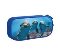 QGWDYYJQ Ocean Animal Funny Dolphin Printed pencase Stationery Case Portable Organiser