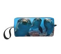 QGWDYYJQ Ocean Animal Funny Dolphin Printed Receive Bag Small Makeup Bag Handheld Storage Bag