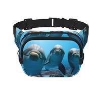 QGWDYYJQ Ocean Animal Funny Dolphin Printed Square Double Layer Waist Bag Waist Pack Travel Bag