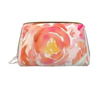 QGWDYYJQ Peach Peony Printed Leather Makeup Bag Portable Cosmetic Bag Toiletry Bag Clutch Bag