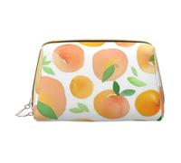 QGWDYYJQ Peach Printed Leather Makeup Bag Portable Cosmetic Bag Toiletry Bag Clutch Bag