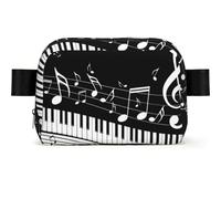 QGWDYYJQ Piano Keys with Musical Notes printed Square-shaped fashionable Waist bag Waist Pack Travel Bag