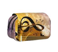 QGWDYYJQ Piano Violin Music Notes Printed Double Clamshell Pen Case Stationery Case Portable Organiser