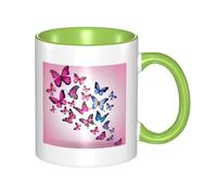 QGWDYYJQ Pink Butterflies Printed Mug Ceramic Mug Decorate The Beverage Cup