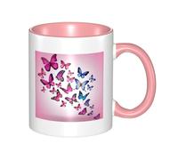 QGWDYYJQ Pink Butterflies Printed Mug Ceramic Mug Decorate The Beverage Cup