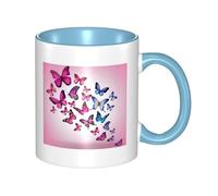 QGWDYYJQ Pink Butterflies Printed Mug Ceramic Mug Decorate The Beverage Cup