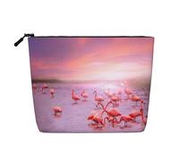 QGWDYYJQ Pink Flamingos Printed Fake Hemp Makeup Bag Daily Storage Bag Travel Toiletry Bag