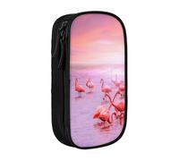 QGWDYYJQ Pink Flamingos Printed Large Capacity Double Layer Pencil Case Stationery Case Portable Organiser