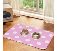 Qgwdyyjq Pink Polka Dots Printed Pet Absorbent Leather Tablecloth Non-Slip Placemat