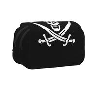 QGWDYYJQ Pirate Flag Printed Double Clamshell Pen Case Stationery Case Portable Organiser