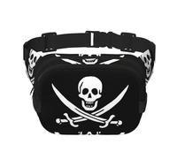 QGWDYYJQ Pirate Flag Printed Square Double Layer Waist Bag Waist Pack Travel Bag