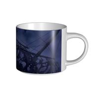 QGWDYYJQ Pirate Sailboat Full Moon Printed Large-Capacity Ceramic Mug Hot Chocolate Mug