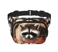 QGWDYYJQ Raccoon in The Fall Tree Hole Printed Square Double Layer Waist Bag Waist Pack Travel Bag