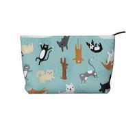 QGWDYYJQ Raining Cats & Dogs Printed Corduroy Makeup Bag Travel Toiletry Bag Portable Cosmetic Bag