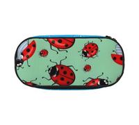 QGWDYYJQ Red Ladybugs On A Blue Background Printed Pencil Bag Stationery Organiser Portable Pencil Case