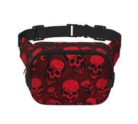 QGWDYYJQ Red Skulls Printed Square Double Layer Waist Bag Waist Pack Travel Bag