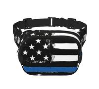QGWDYYJQ Retro Blue Thin Line USA Flag Printed Square Double Layer Waist Bag Waist Pack Travel Bag