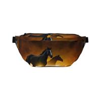 QGWDYYJQ Running Black Horses Printed Crossbody Waist Pack Waist Bag Travel Bag