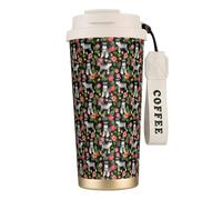 QGWDYYJQ Schnauzer Printed Stainless Steel Coffee Cup Carry Insulated Coffee Mug