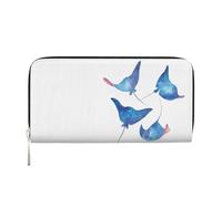 QGWDYYJQ Sea Animals Stingrays Printed Genuine Leather Hand Wallet Portable Zip Wallet