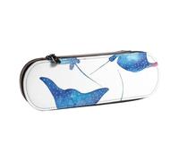 QGWDYYJQ Sea Animals Stingrays Printed Leather Pencil Case Stationery Organizer Portable Pencil Bag