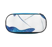 QGWDYYJQ Sea Animals Stingrays Printed Pencil Bag Stationery Organiser Portable Pencil Case