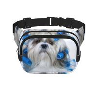 QGWDYYJQ Shih Tzu Dog Printed Square Double Layer Waist Bag Waist Pack Travel Bag