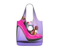 QGWDYYJQ shoes and makeup printed Storage bag with a drawstring backpack Portable shopping bag