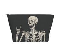 QGWDYYJQ Skull Rock Roll Skeleton Bone Printed Daily Storage Bag Makeup Bag Travel Toiletry Bag