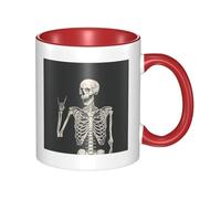 QGWDYYJQ Skull Rock Roll Skeleton Bone Printed Mug Ceramic Mug Decorate The Beverage Cup