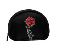 QGWDYYJQ Skull Rose Printed Shell Storage Bag Mini Coin Purse