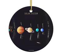 QGWDYYJQ Solar System Jupiter Saturn printed christmas tree Ceramic hanging Christmas Tree Decoration Ceramic Hanging Ornament