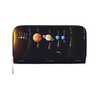 QGWDYYJQ Solar System Jupiter Saturn Printed Genuine Leather Hand Wallet Portable Zip Wallet