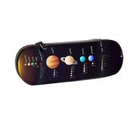 QGWDYYJQ Solar System Jupiter Saturn Printed Leather Pencil Case Stationery Organizer Portable Pencil Bag