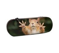 QGWDYYJQ Squirrel Funny Animal Printed Leather Pencil Case Stationery Organizer Portable Pencil Bag