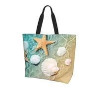 QGWDYYJQ Starfish and Seashell Pattern printed Shoulder bag Tote Bag Tote Storage Bag