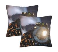 QGWDYYJQ Steam Train printed Square pillow Set of 2 Throw Pillow Cover