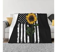 QGWDYYJQ Sunflower And American Flag printed Ultra-Soft Micro Fleece Blanket throw blanket