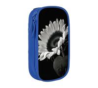 QGWDYYJQ Sunflower Black Grey Printed Large Capacity Double Layer Pencil Case Stationery Case Portable Organiser