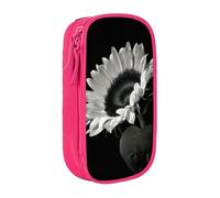 QGWDYYJQ Sunflower Black Grey Printed Large Capacity Double Layer Pencil Case Stationery Case Portable Organiser