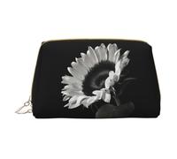 QGWDYYJQ Sunflower Black Grey Printed Leather Makeup Bag Portable Cosmetic Bag Toiletry Bag Clutch Bag