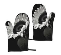 QGWDYYJQ Sunflower Black Grey printed Microwave gloves Kitchen Cooking Mitts Oven Mitts