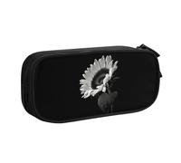 QGWDYYJQ Sunflower Black Grey Printed pencase Stationery Case Portable Organiser
