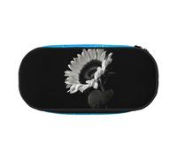 QGWDYYJQ Sunflower Black Grey Printed Pencil Bag Stationery Organiser Portable Pencil Case
