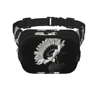 QGWDYYJQ Sunflower Black Grey Printed Square Double Layer Waist Bag Waist Pack Travel Bag