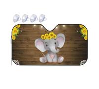QGWDYYJQ Sunflower Elephant Wooden Floor printed Car Windshield Sunshade Car front window sun visor with folding